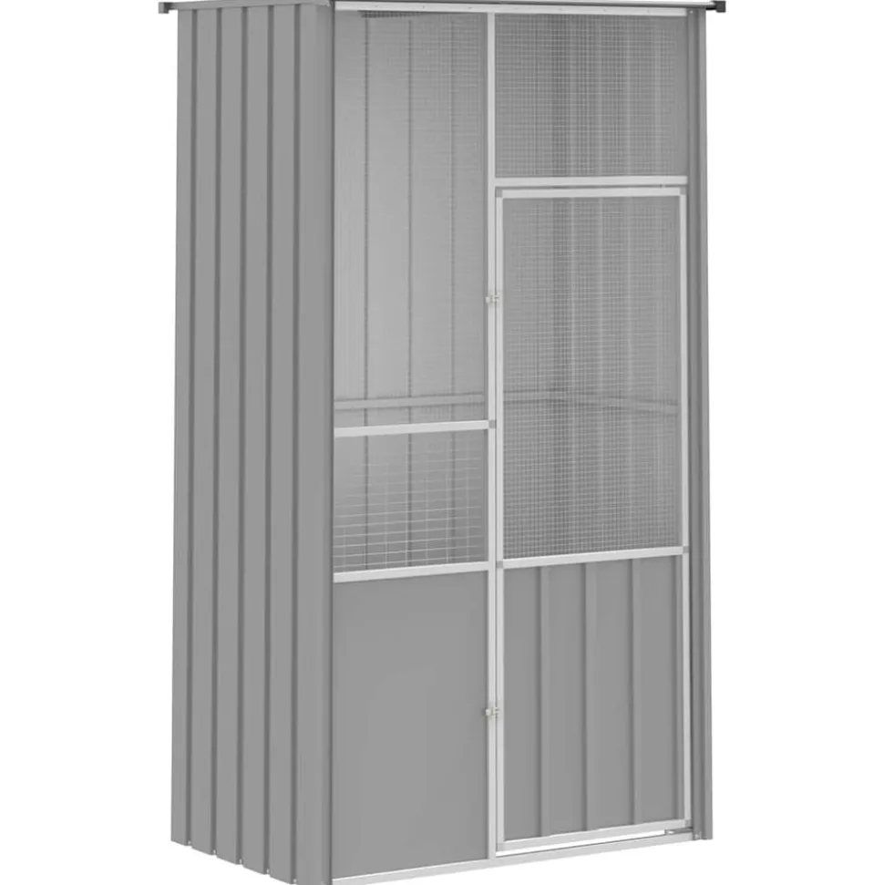 vidaXL Vogelkooi 115x78x200 cm gegalvaniseerd staal grijs