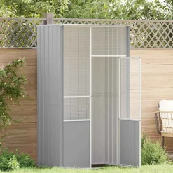 vidaXL Vogelkooi 115x78x200 cm gegalvaniseerd staal grijs