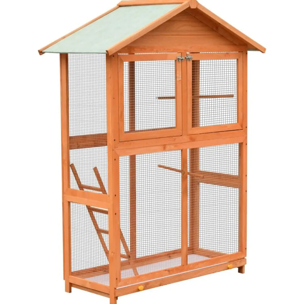 vidaXL Vogelkooi 125,5x59,5x164 cm massief grenen- en vurenhout