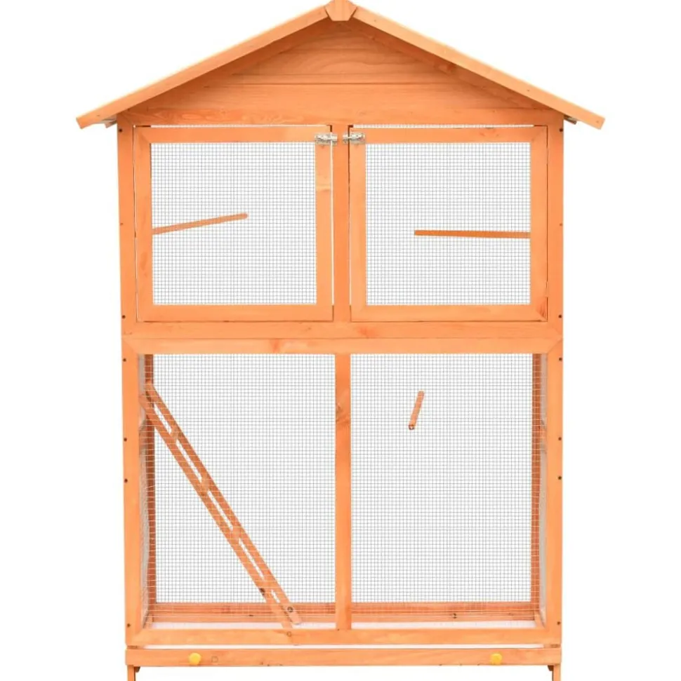 vidaXL Vogelkooi 125,5x59,5x164 cm massief grenen- en vurenhout