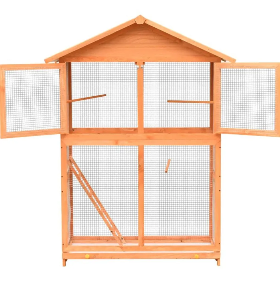 vidaXL Vogelkooi 125,5x59,5x164 cm massief grenen- en vurenhout