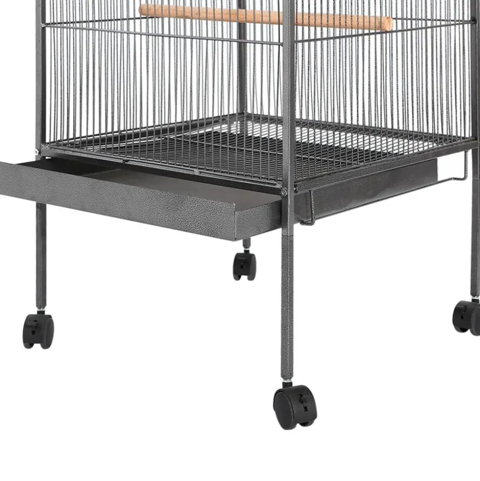 vidaXL Vogelkooi 54x54x146 cm staal zwart