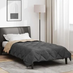 vidaXL Vol jaar dekbed Antraciet en Taupe 135 x 200 cm Microfiber