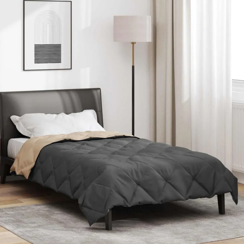 vidaXL Vol jaar dekbed Antraciet en Taupe 135 x 200 cm Microfiber