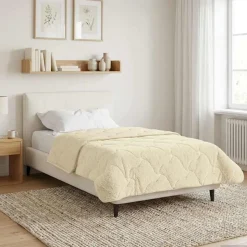 vidaXL Vol jaar dekbed Crème 140 x 200 cm Microfiber en Teddy fleece