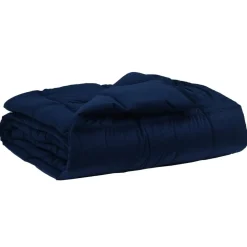 vidaXL Vol jaar dekbed Gekwilt Donkerblauw 135 x 200 cm Microfiber