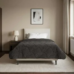 vidaXL Vol jaar dekbed Gekwilt Antraciet 140 x 220 cm