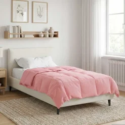 vidaXL Vol jaar dekbed Gekwilt Roze 135 x 200 cm Microfiber