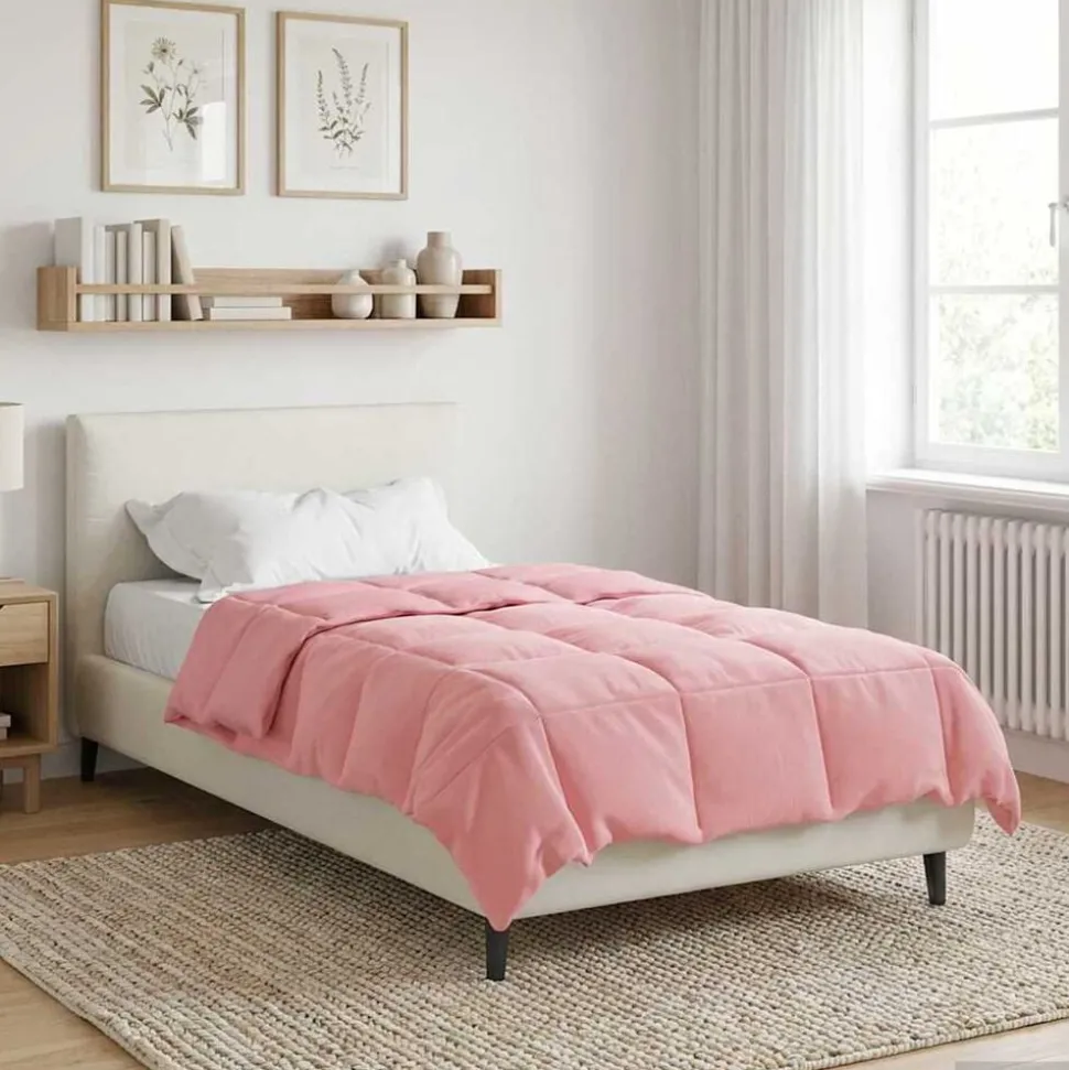 vidaXL Vol jaar dekbed Gekwilt Roze 135 x 200 cm Microfiber