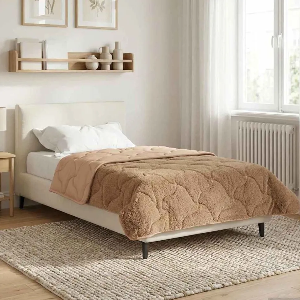 vidaXL Vol jaar dekbed Taupe 135 x 200 cm Microfiber en Teddy fleece
