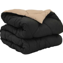 vidaXL Vol jaar dekbed Zwart en Taupe 135 x 200 cm Microfiber
