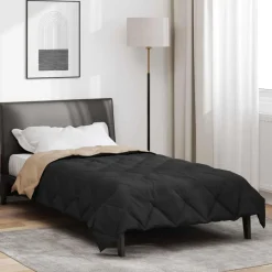vidaXL Vol jaar dekbed Zwart en Taupe 135 x 200 cm Microfiber