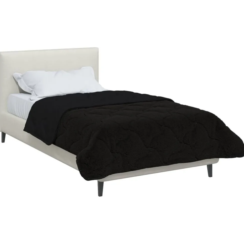 vidaXL Vol jaar dekbed Zwart 135 x 200 cm Microfiber en Teddy fleece