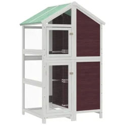 vidaXL Volière 97x81x152 cm massief grenenhout mokkakleurig
