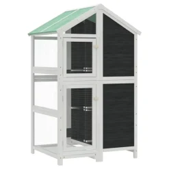 vidaXL Volière 97x81x152 cm massief grenenhout grijs