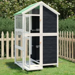 vidaXL Volière 97x81x152 cm massief grenenhout grijs