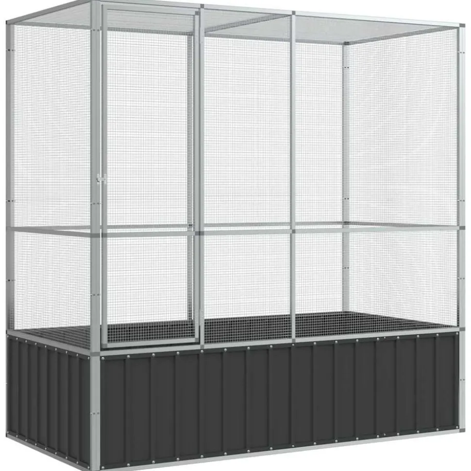 vidaXL Volière 210,5x107x212 m staal zilverkleurig