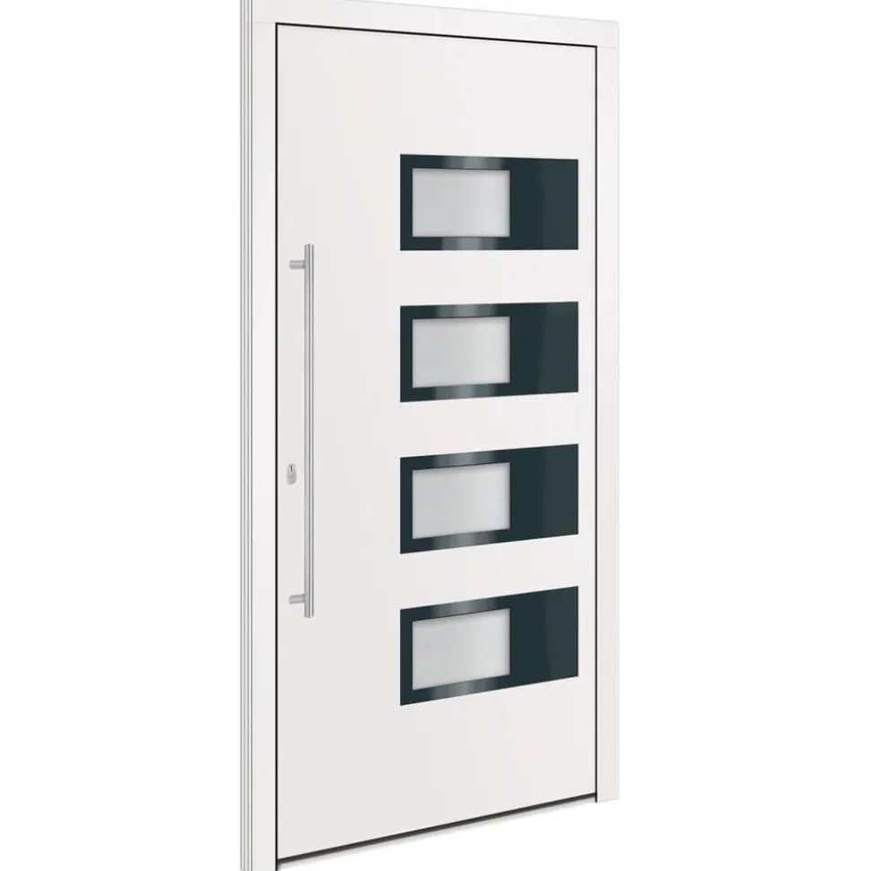 vidaXL Voordeur 100x200 cm aluminium en PVC wit