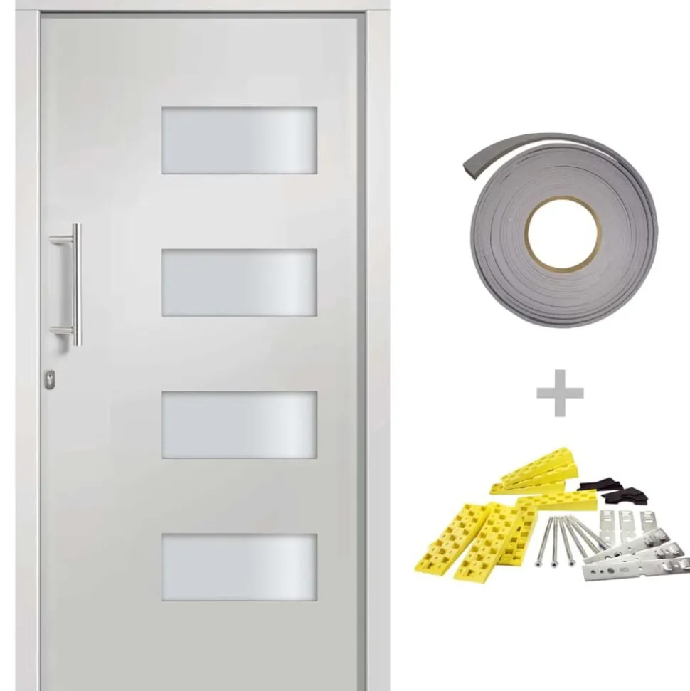 vidaXL Voordeur 100x200 cm aluminium en PVC wit