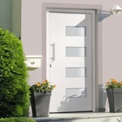 vidaXL Voordeur 100x200 cm aluminium en PVC wit