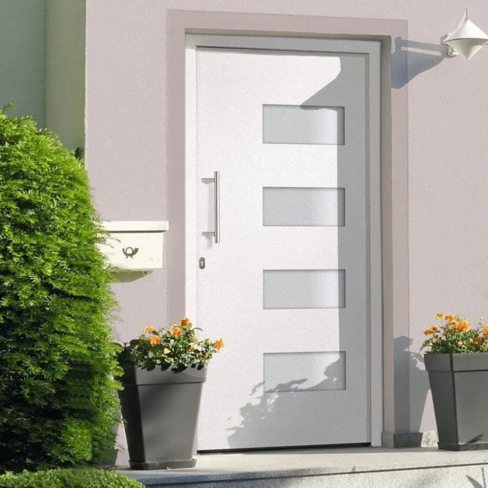 vidaXL Voordeur 100x200 cm aluminium en PVC wit