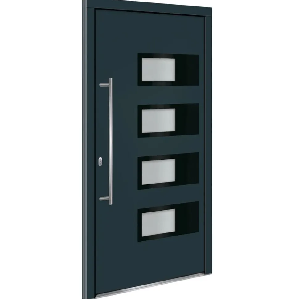 vidaXL Voordeur 100x200 cm aluminium en PVC antracietkleurig