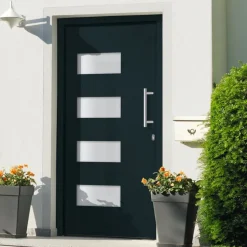 vidaXL Voordeur 100x200 cm aluminium en PVC antraciet