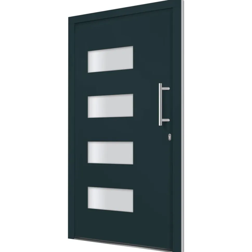 vidaXL Voordeur 100x200 cm aluminium en PVC antraciet