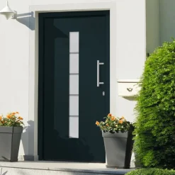 vidaXL Voordeur 100x200 cm aluminium en PVC antraciet