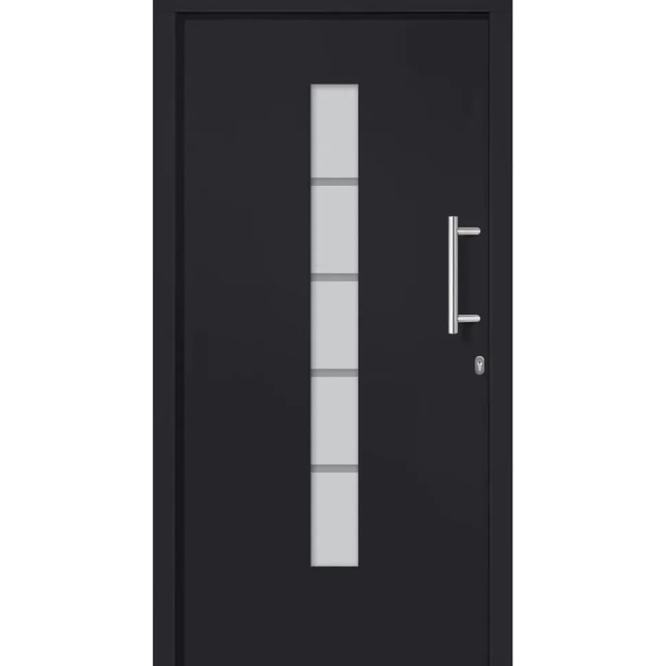 vidaXL Voordeur 100x200 cm aluminium en PVC antraciet