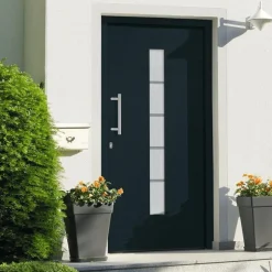 vidaXL Voordeur 100x200 cm aluminium en PVC antraciet