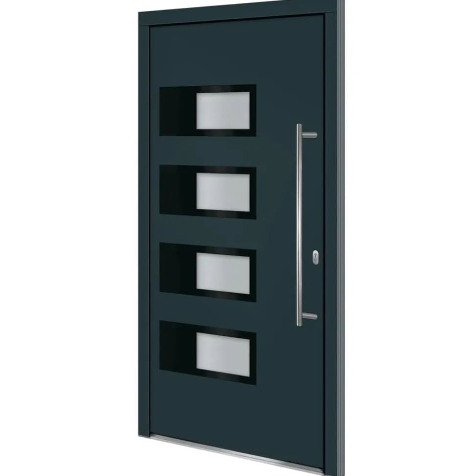 vidaXL Voordeur 100x200 cm aluminium en PVC antracietkleurig