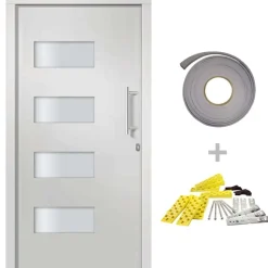 vidaXL Voordeur 100x200 cm aluminium en PVC wit