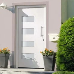 vidaXL Voordeur 100x200 cm aluminium en PVC wit