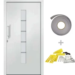 vidaXL Voordeur 100x200 cm aluminium en PVC wit