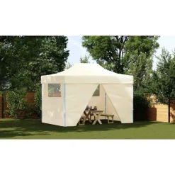 vidaXL Vouwtent pop-up met 4 zijwanden 3x4,5 m crèmewit