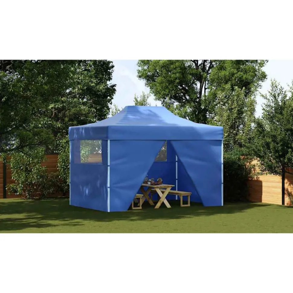 vidaXL Vouwtent pop-up met 4 zijwanden 3x4,5 m blauw