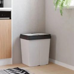 vidaXL Vuilnisbak dubbel 2x25 L wit