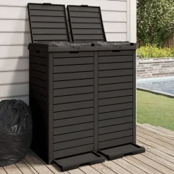 vidaXL Vuilnisbak voor tuin 78x41x86 cm polypropeen zwart