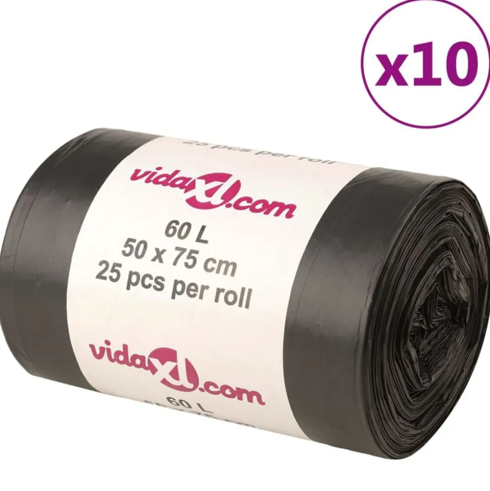 vidaXL Vuilniszakken 250 st 60 l zwart
