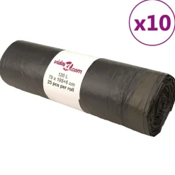vidaXL Vuilniszakken met trekkoorden 250 st 120 l zwart