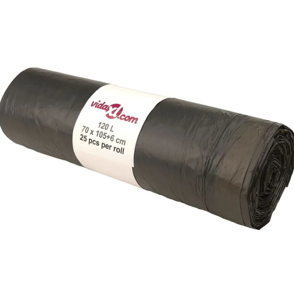 vidaXL Vuilniszakken met trekkoorden 250 st 120 l zwart