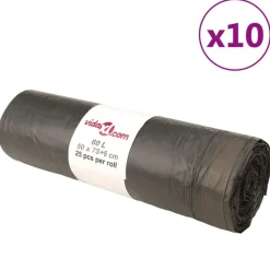 vidaXL Vuilniszakken met trekkoorden 250 st 60 l zwart