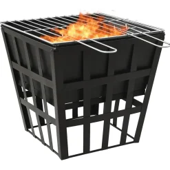 vidaXL Vuurplaats en barbecue 2-in-1 34x34x48 cm staal