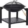 vidaXL Vuurplaats met pook 54x54x55 cm staal
