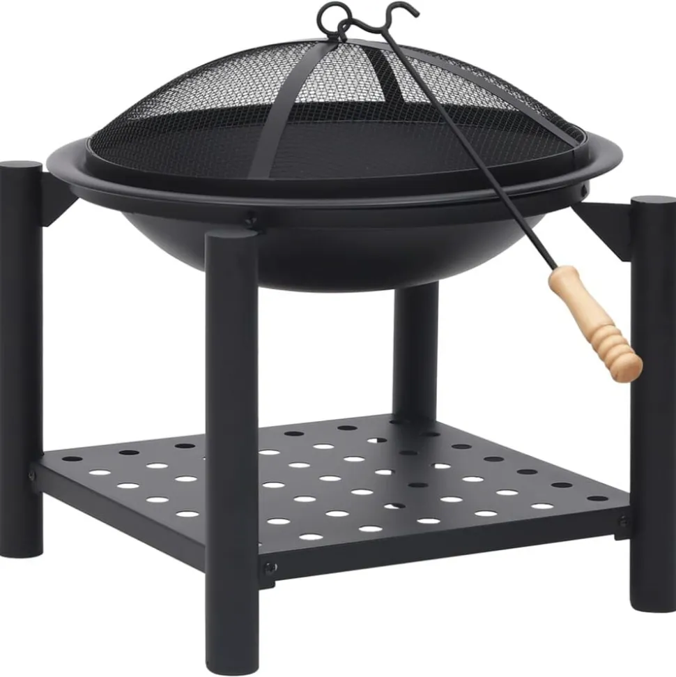 vidaXL Vuurplaats met pook 54x54x55 cm staal