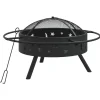 vidaXL Vuurplaats met pook XXL 70 cm staal