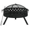 vidaXL Vuurplaats met pook XXL 58 cm staal