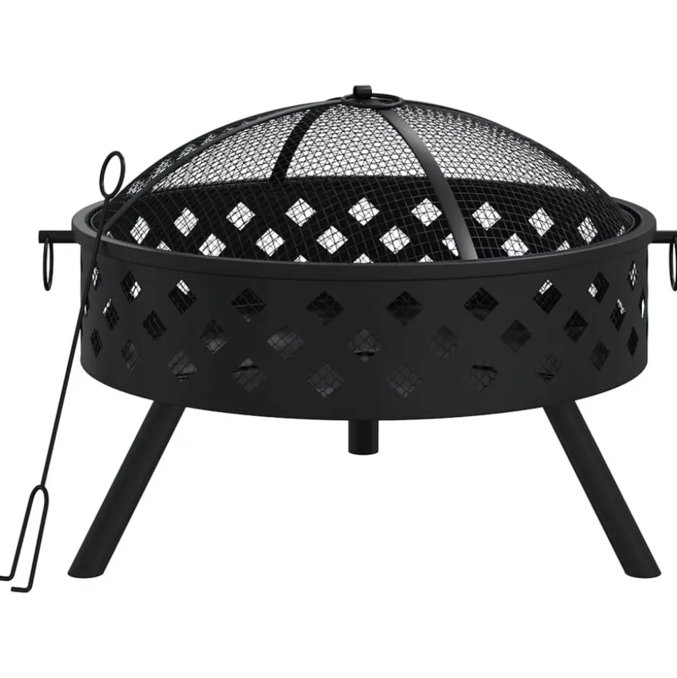 vidaXL Vuurplaats met pook XXL 58 cm staal