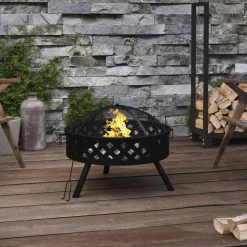 vidaXL Vuurplaats met pook XXL 58 cm staal